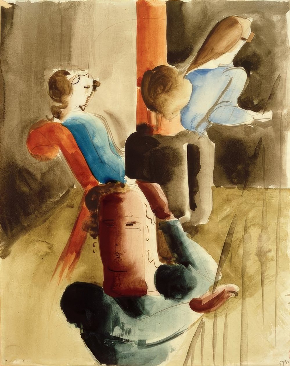Vierergruppe mit Sitzender tekijältä Oskar Schlemmer