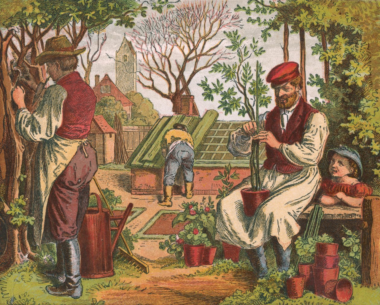 Puutarhanhoito, 1871 tekijältä Oskar Pletsch