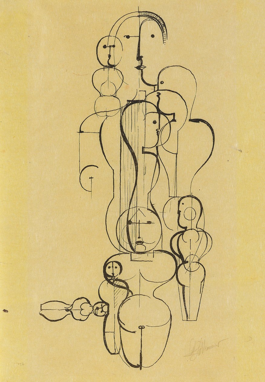 Samakeskinen ryhmä: Kuvasuunnitelma K1 Samankeskinen ryhmä: Kuviosuunnitelma K1, 1922. tekijältä Oskar Schlemmer