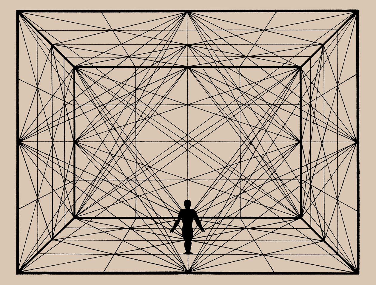 Figuuri avaruudessa tasogeometrialla ja tilarajoilla, 1924-1925. tekijältä Oskar Schlemmer
