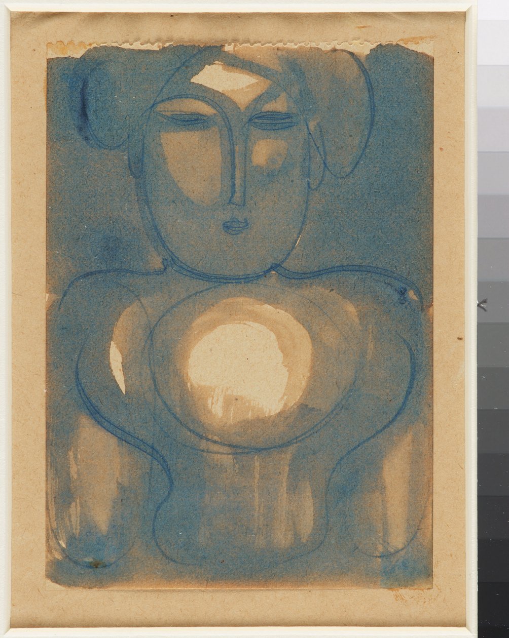 Halbfigur mit Licht auf Stirn und Brust tekijältä Oskar Schlemmer
