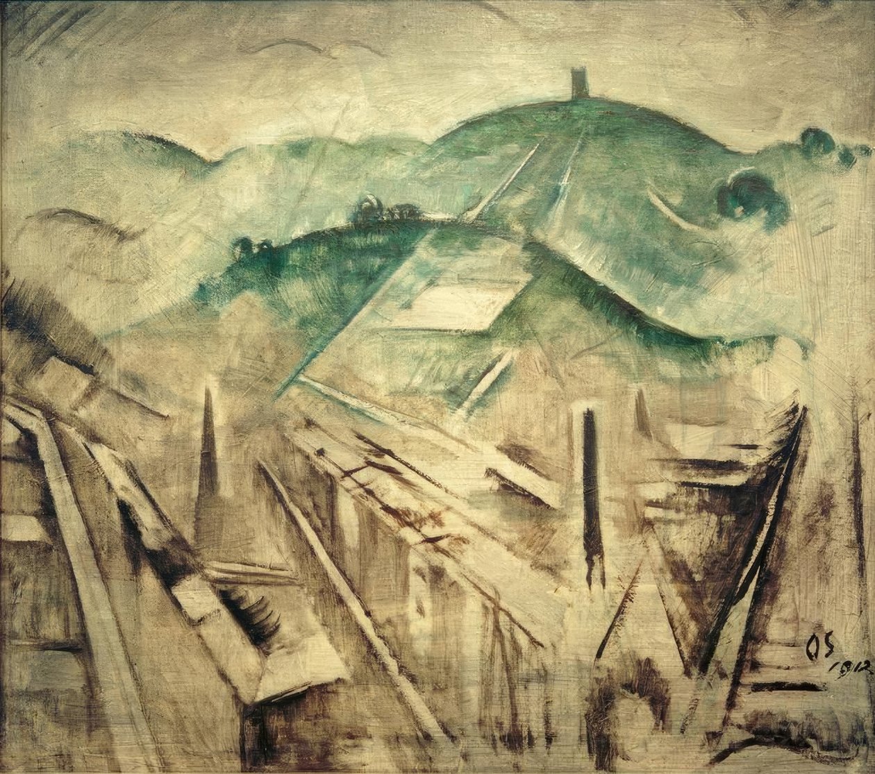 Landschaft Stuttgart I tekijältä Oskar Schlemmer