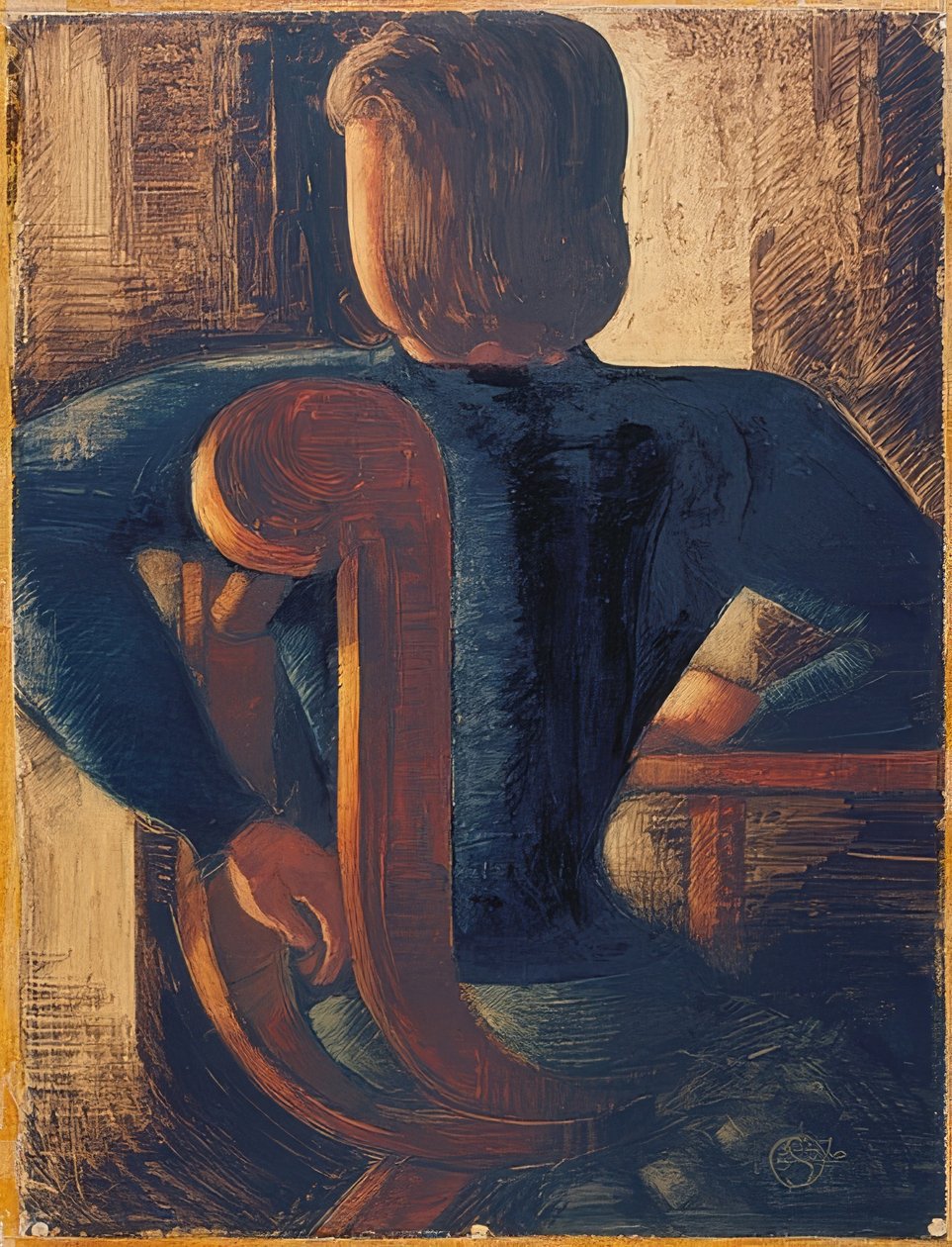 Ihmiset istuvat selällään pöydän ääressä. 1936 tekijältä Oskar Schlemmer