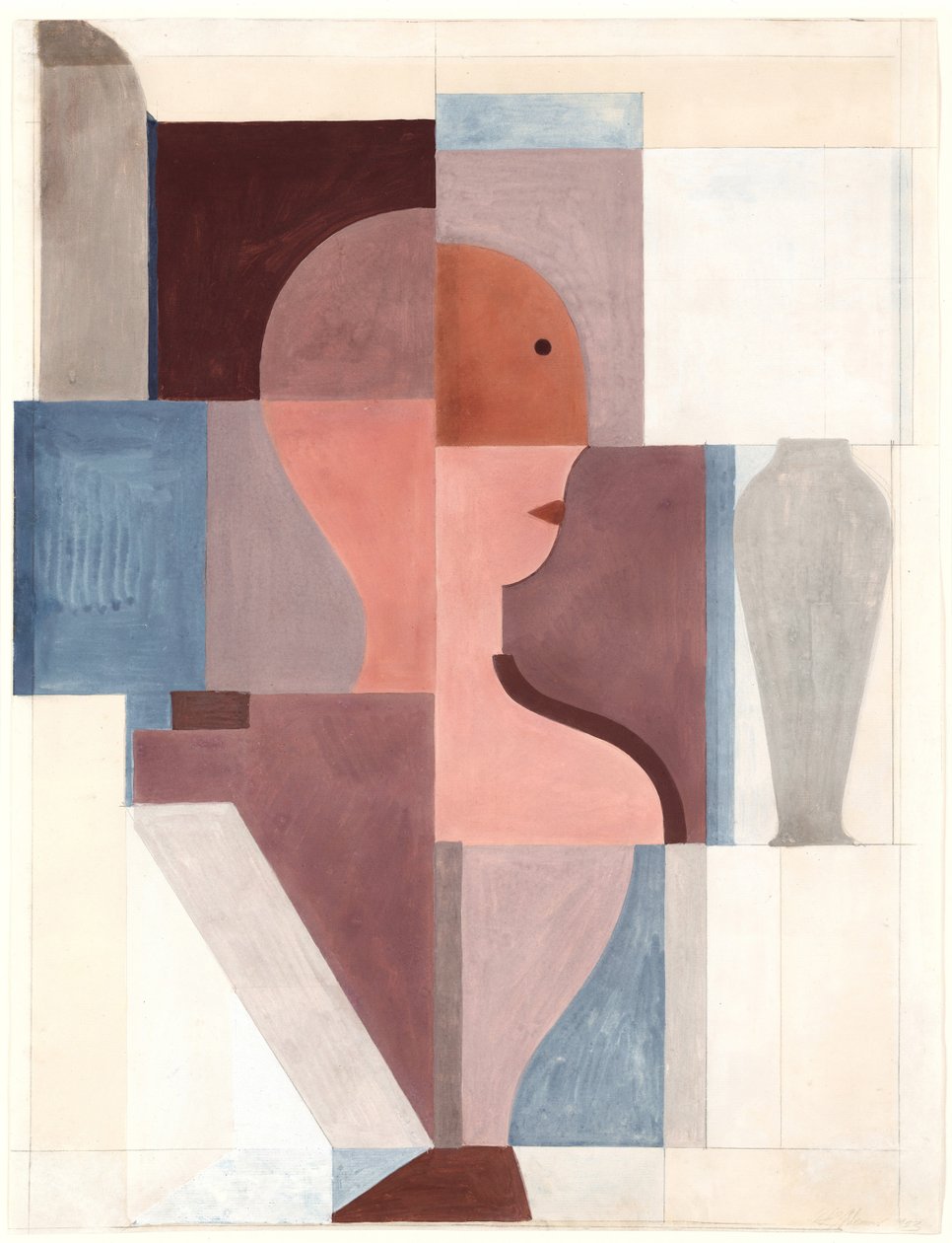 Jaettu puolihahmo oikealle, 1923. tekijältä Oskar Schlemmer