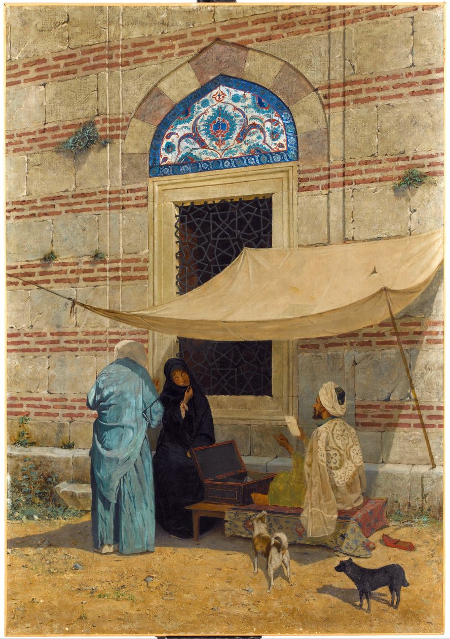Public Scribe - Osman Hamdi Beyn (1842-1910) maalaus - 1910 - Öljy kankaalle - 110x77 - Sakip Sabanci -museo, Istanbul tekijältä Osman Hamdi Bey