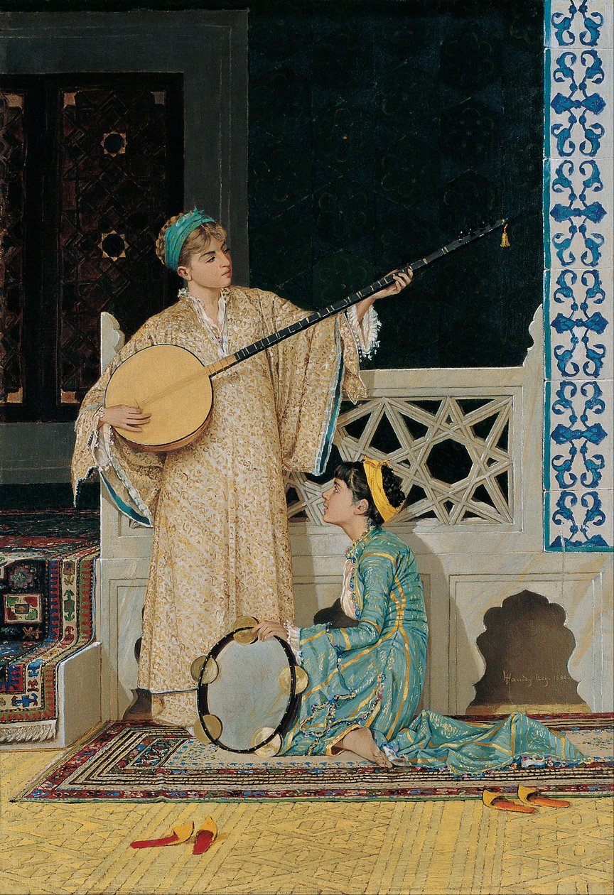 Kaksi muusikkotyttöä, 1800-luvun toinen puoli. tekijältä Osman Hamdi Bey