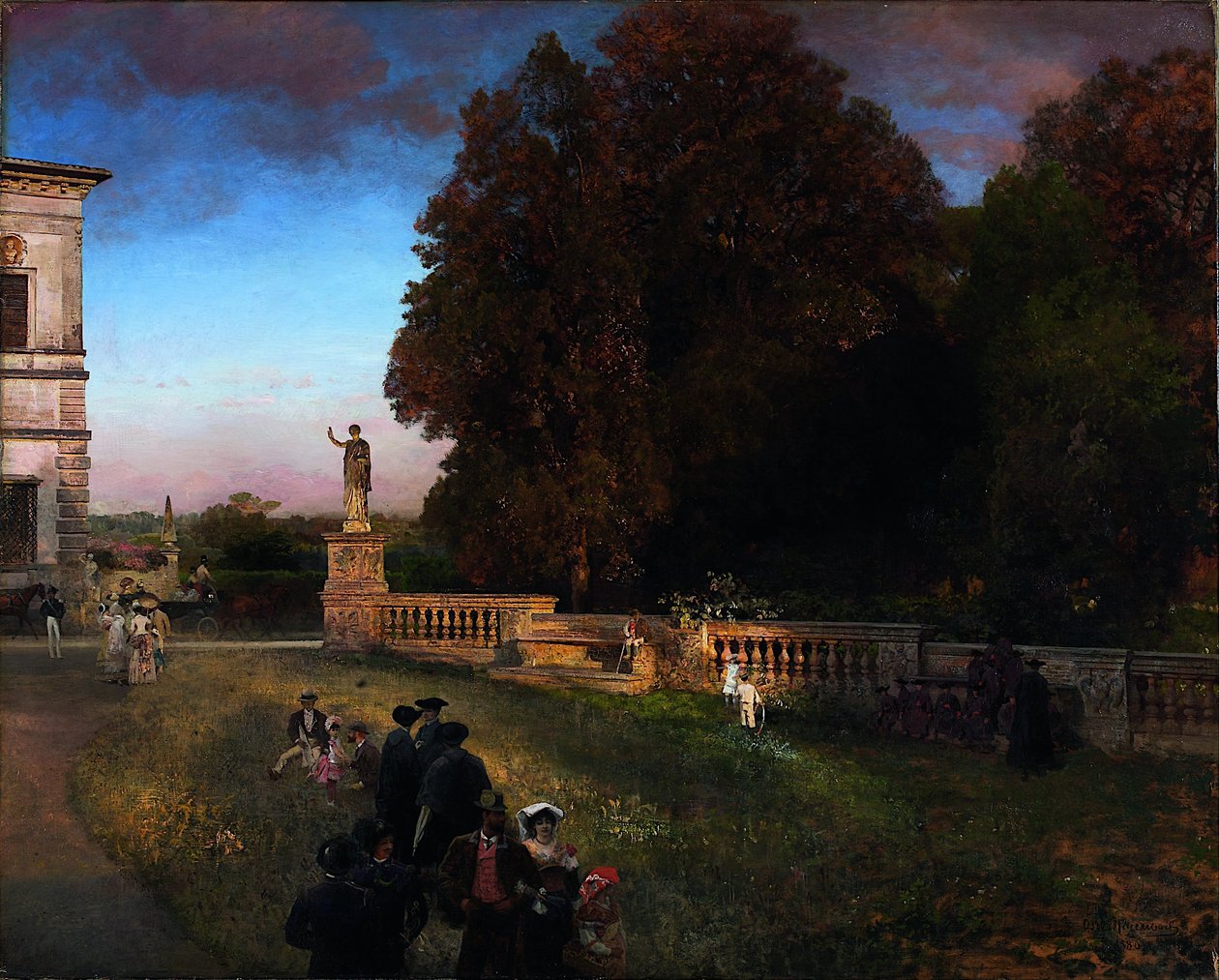 Villa Borghesen puistossa tekijältä Oswald Achenbach