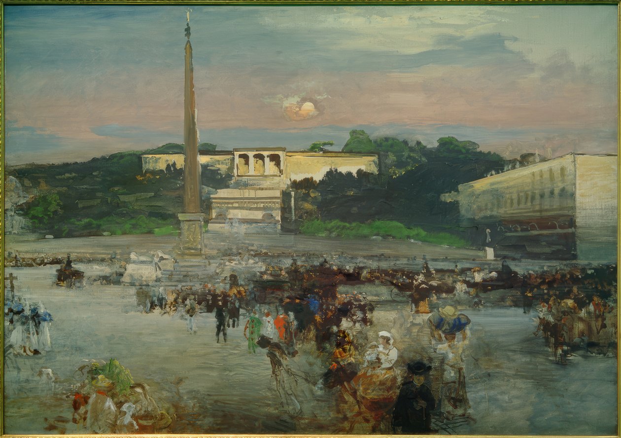 Rom, Piazza del Popolo / Gemälde von Oswald Achenbach tekijältä Oswald Achenbach