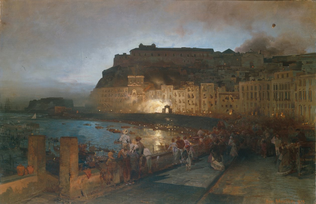 Ilotulitus Napolissa, 1875 tekijältä Oswald Achenbach