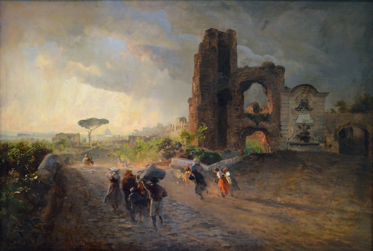 ranska: Paysage romain Roomalainen maisema tekijältä Oswald Achenbach