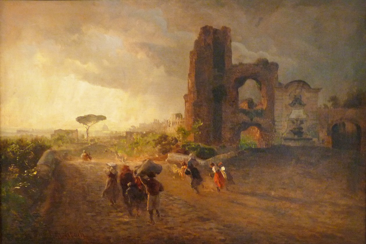 ranska: Paysage romain Roomalainen maisema tekijältä Oswald Achenbach