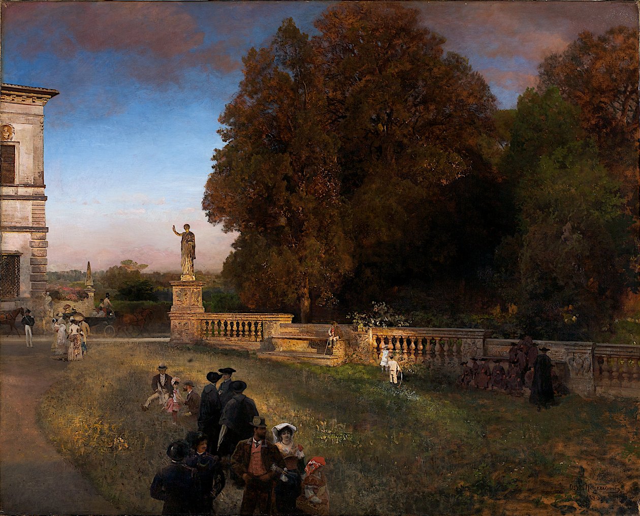 Villa Borghesen puistossa tekijältä Oswald Achenbach