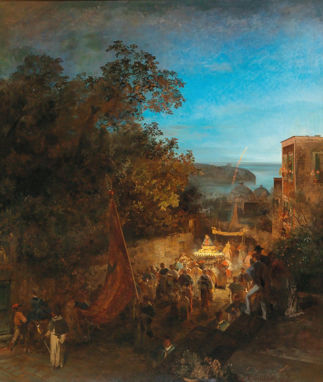 Ischia - Pyhän Annan juhla, Casamicciola tekijältä Oswald Achenbach