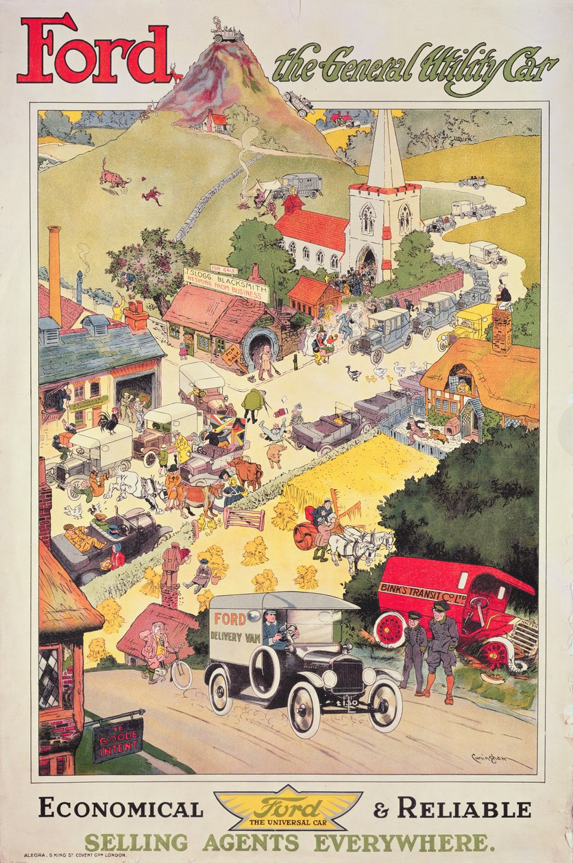 Ford - The General Utility Car -juliste, n. 1912 tekijältä Oswald Hamilton Cuningham