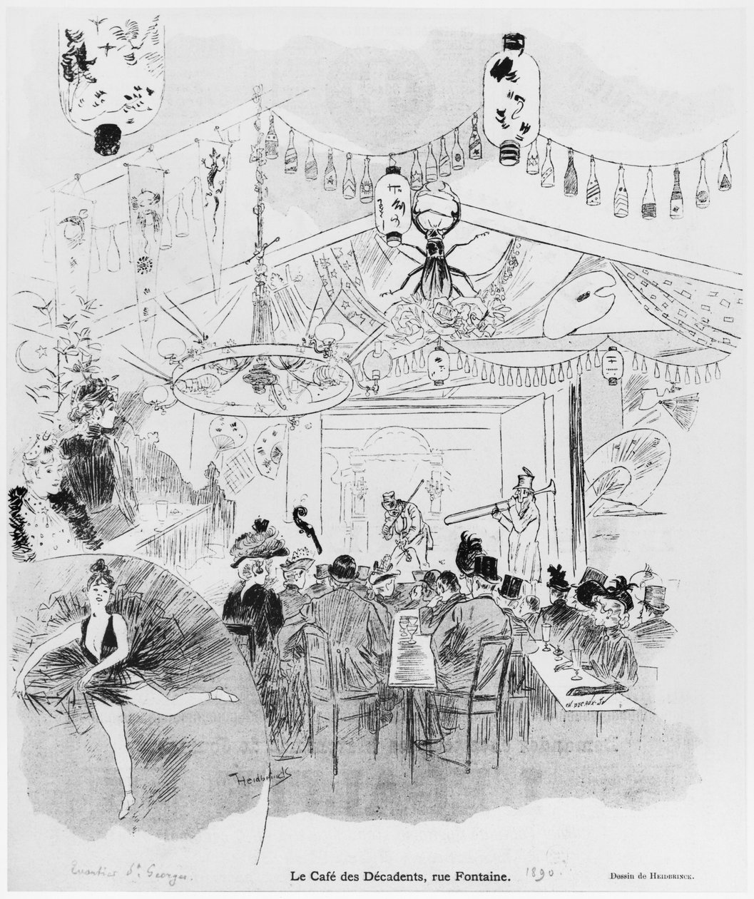 Cafe des Decadents, 16bis rue Fontaine, Pariisi, 1890. tekijältä Oswald Heidbrinck