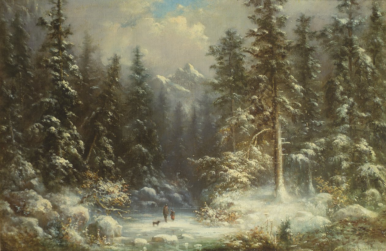 Metsän lumikohtaus, 1800-luku tekijältä Oswald Richter