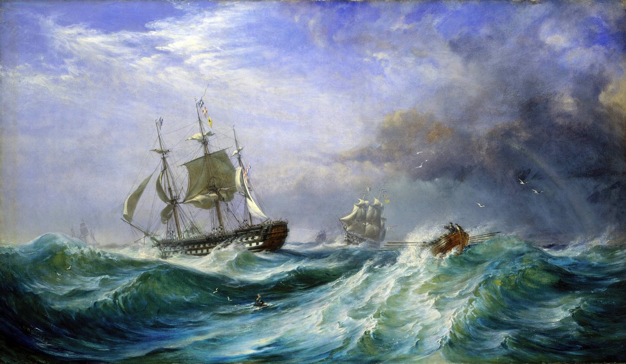 Mies merellä, laukaisemassa apua HMS "Saint Jean D