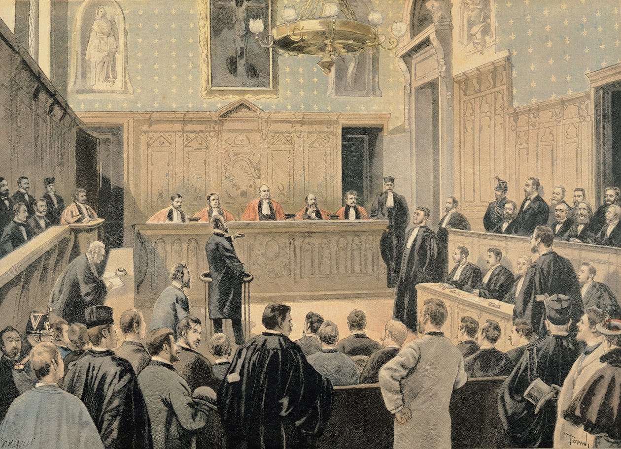 Panama-oikeudenkäynti, Le Petit Journal -lehdestä, kaivertaja Fortune Louis Meaulle (1844-1901) 2. tammikuuta 1898. tekijältä Oswaldo Tofani