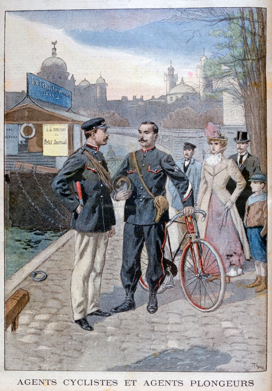 Polkupyörä- ja vesipoliisi, Pariisi, 1900 tekijältä Oswaldo Tofani