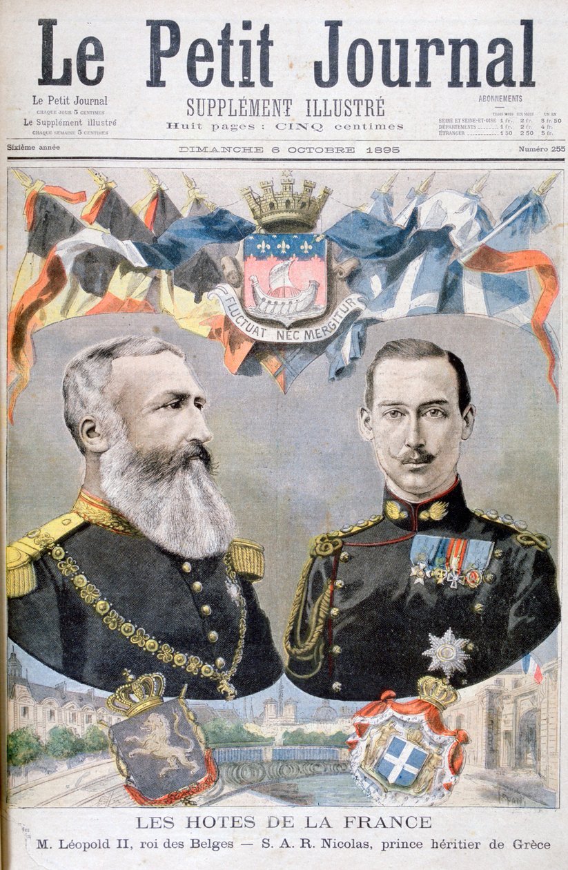Belgian kuningas Leopold II ja Kreikan ja Tanskan prinssi Nikolai, 1895. tekijältä Oswaldo Tofani