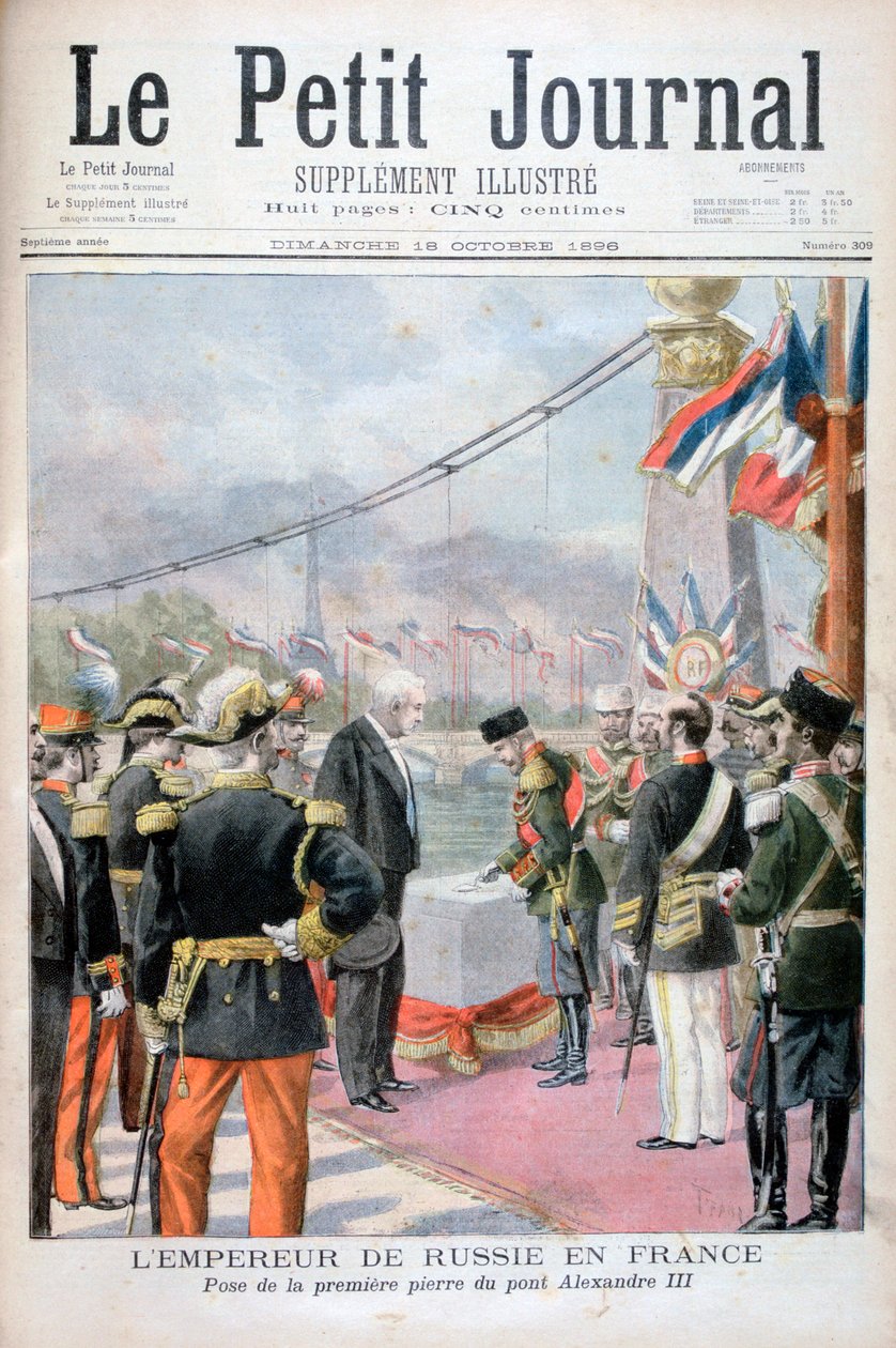 Nikolai II Venäjän ja Félix Faure, Ranskan tasavallan presidentti, 1896 tekijältä Oswaldo Tofani