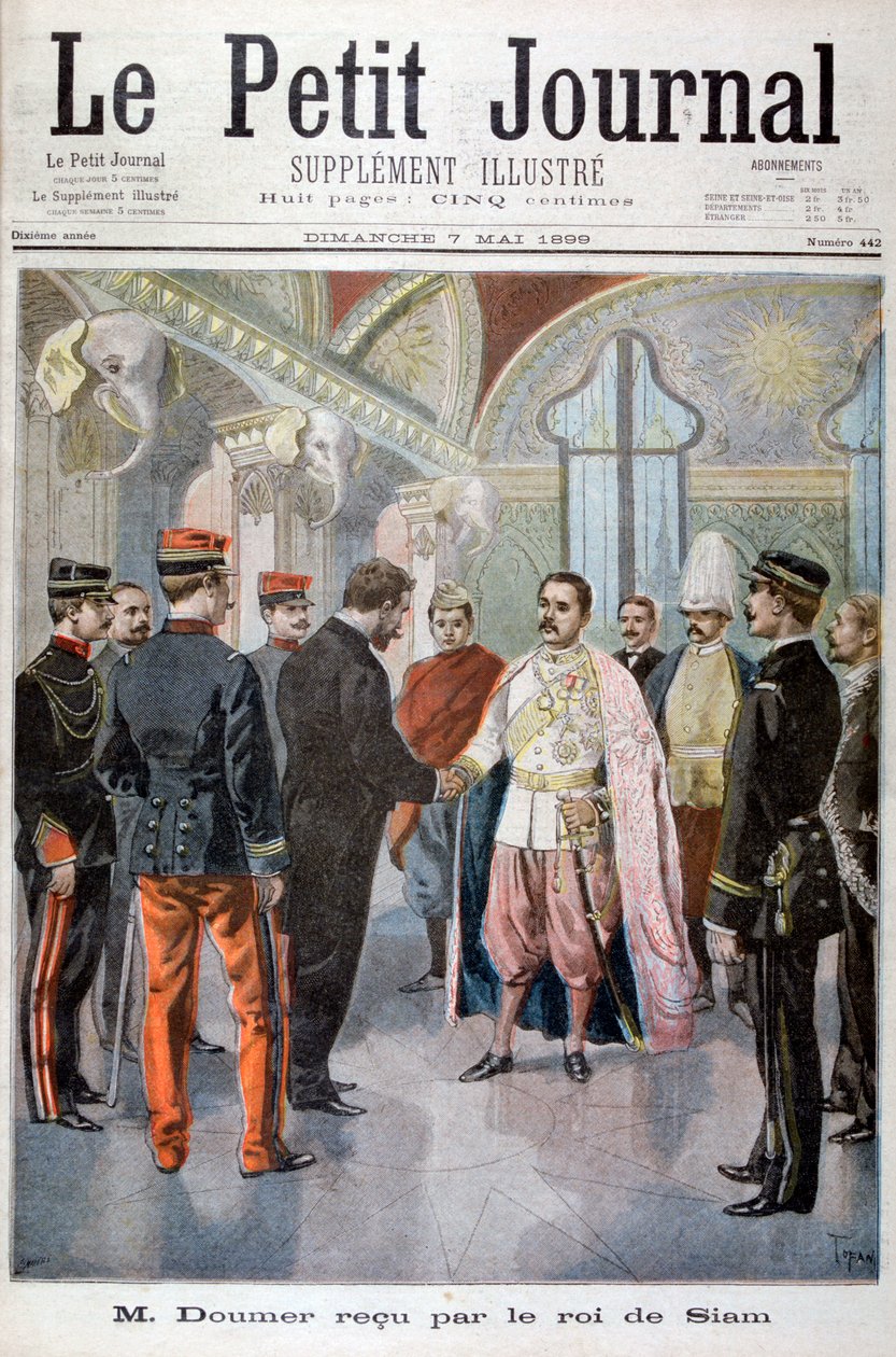Paul Doumer, Indokiinan kenraalikuvernööri, vastaanotti Siamin kuningas Bangkokissa, 1899 tekijältä Oswaldo Tofani