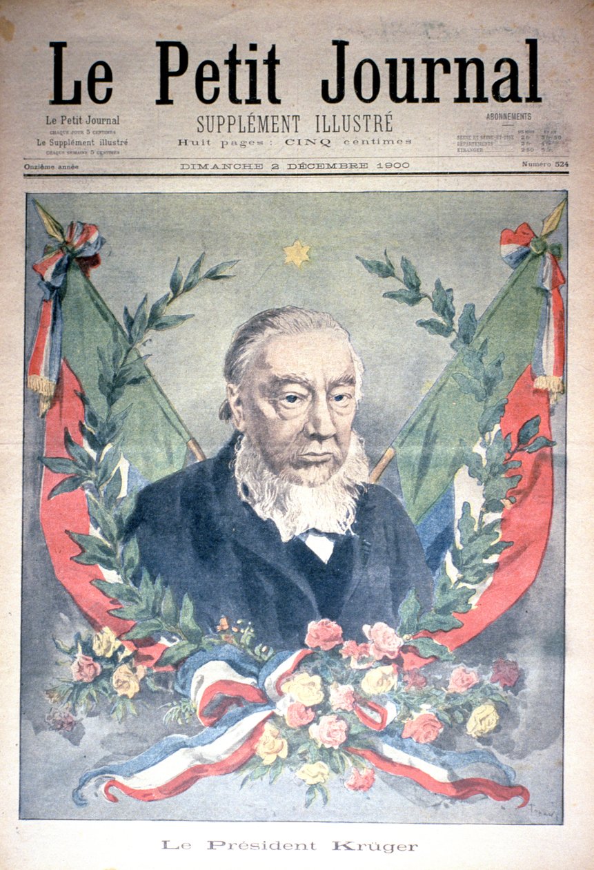 Presidentti Kruger, Le Petit Journalin etukansi, 2. joulukuuta 1900 (värikaiverrus) tekijältä Oswaldo Tofani