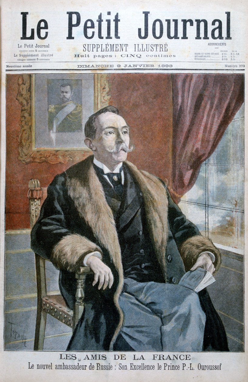 Prinssi PL Ouroussof, Venäjän uusi suurlähettiläs, 1898 tekijältä Oswaldo Tofani