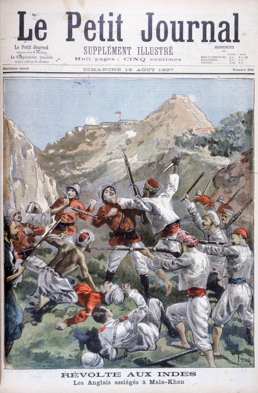 Kapina luoteisrajalla, britit piirittivät Malakandissa, Intiassa, 1897 tekijältä Oswaldo Tofani