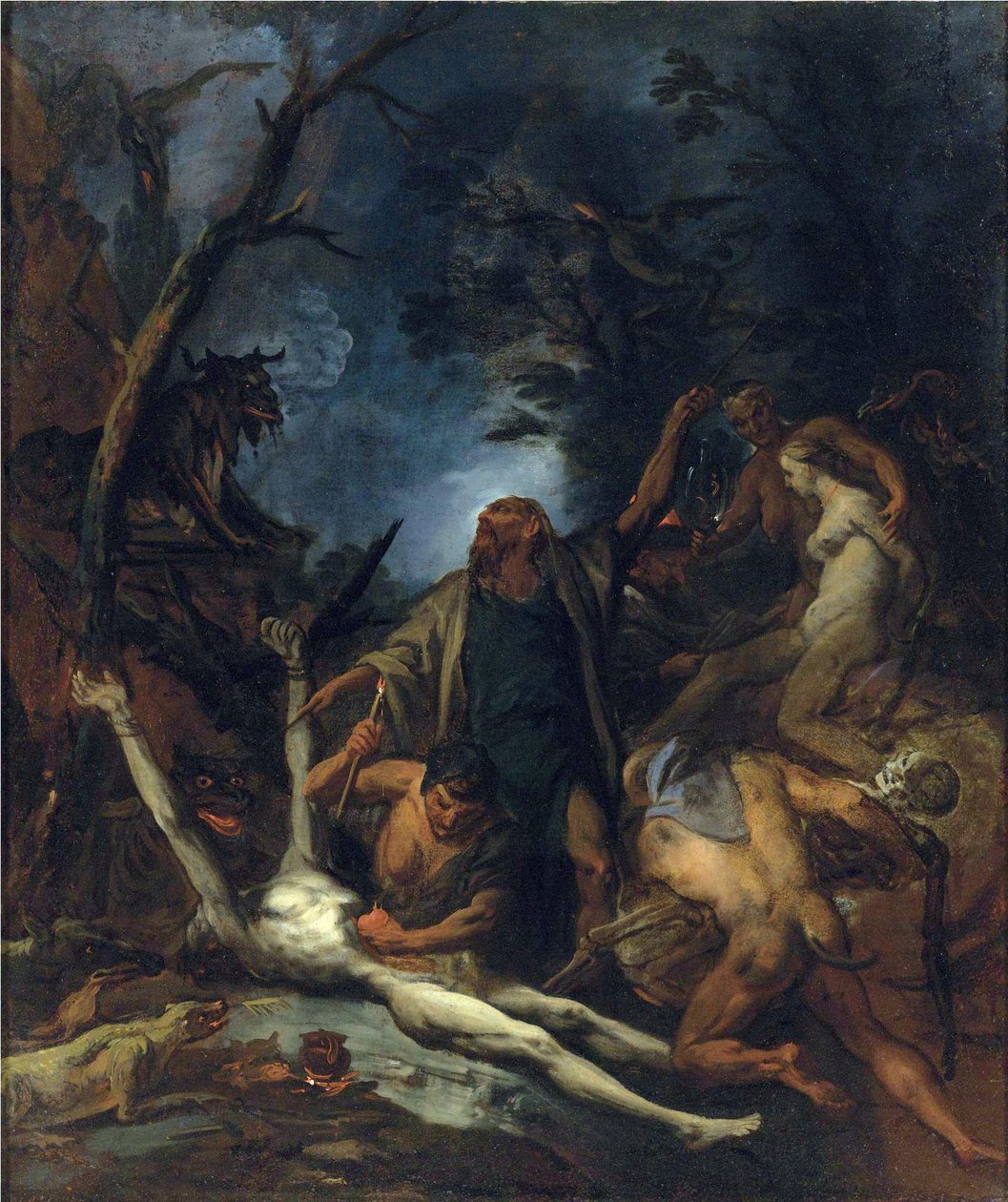 Noidat mustalla messulla - Ottaviano Dandinin maalaus (n. 1706-1740), - Öljy kankaalle, 97x81,5 - Yksityiskokoelma tekijältä Ottaviano Dandini