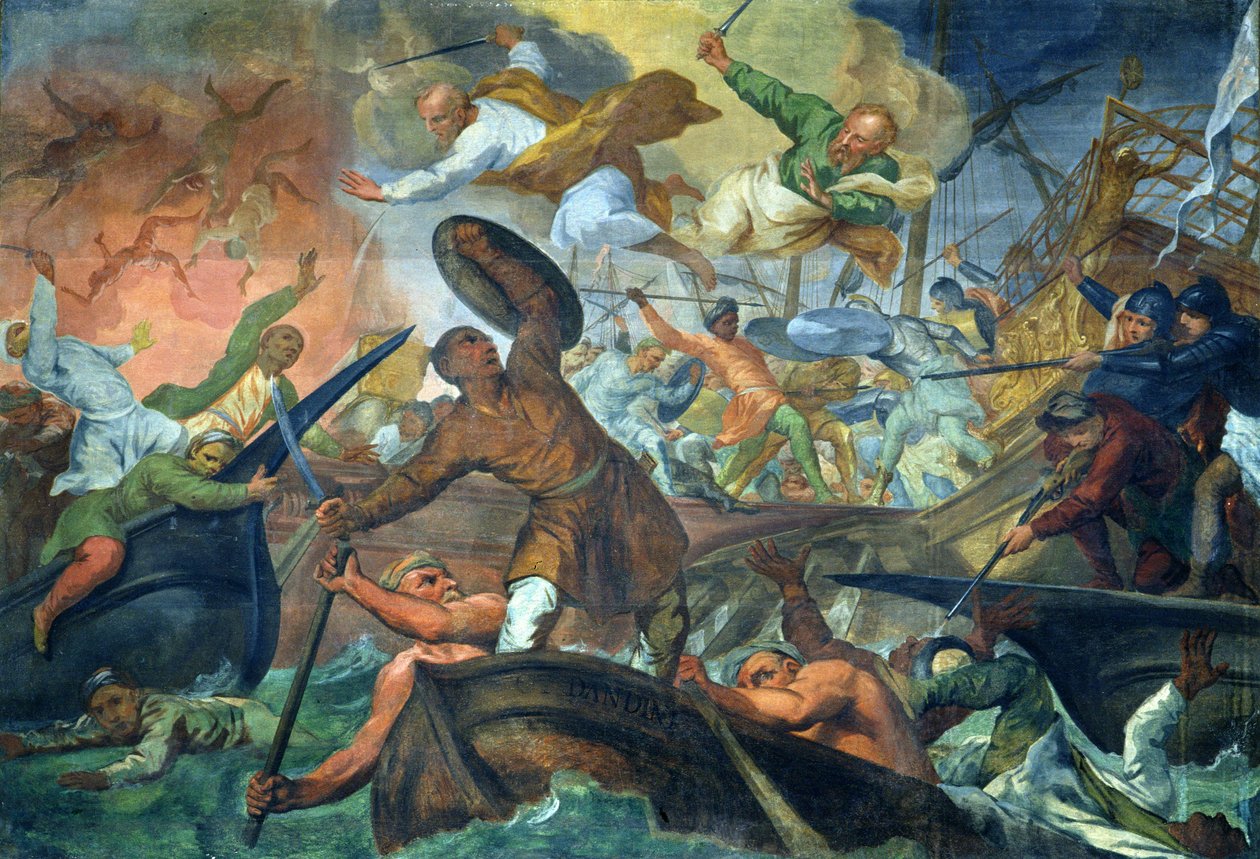 SS Pietarin ja Paavalin ihmeellinen väliintulo Lepanton taistelussa, 7. lokakuuta 1571 tekijältä Ottaviano Dandini