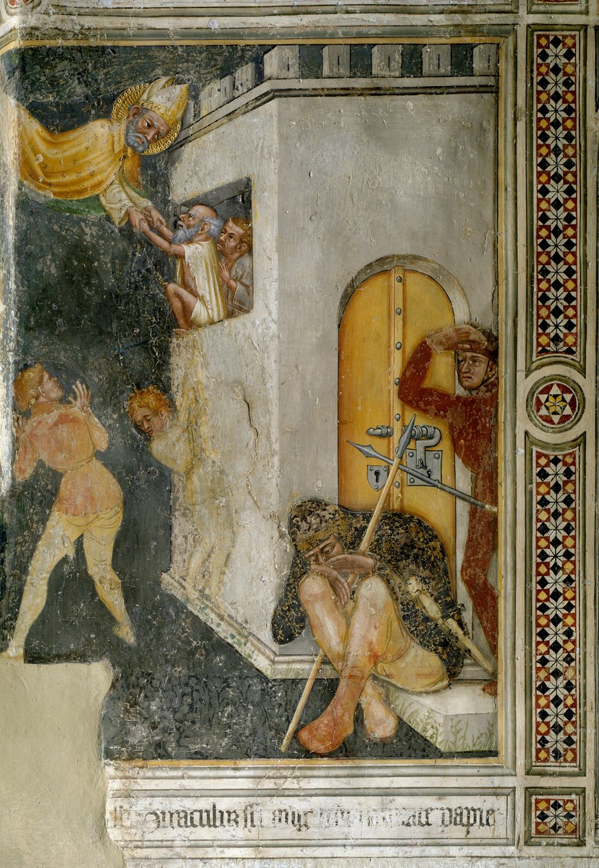 Pyhän Augustinuksen ihme, viaton vanki vapautetaan (Fresco tekijältä Ottaviano Nelli