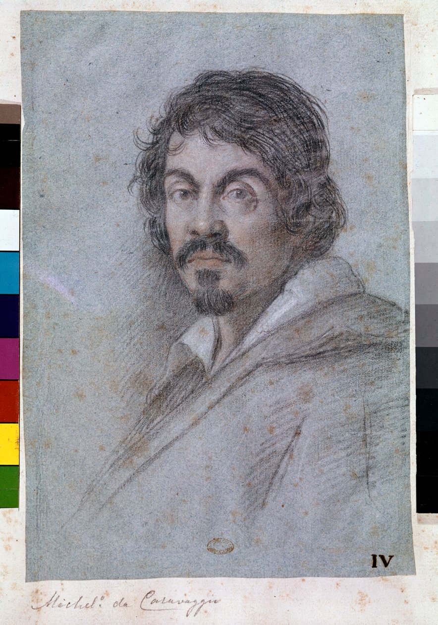 Michelangelo Merisi da Caravaggion muotokuva (pastelli bristoltaululla, noin 1621) tekijältä Ottavio Mario Leoni