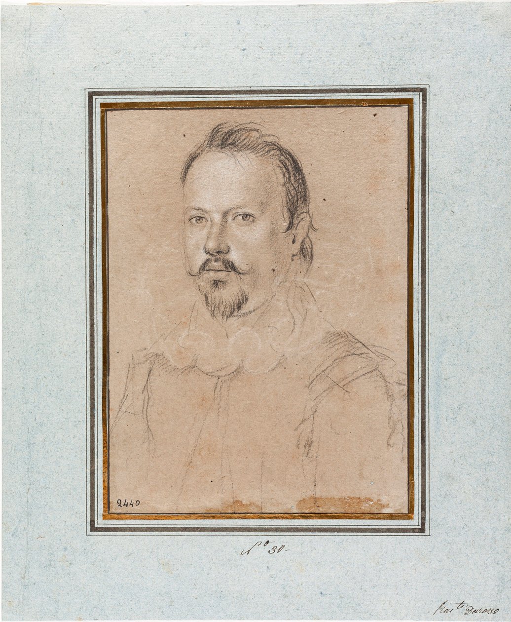 Vincent I Gonzague, Mantovan herttua (Vincenzo I Gonzaga, Mantovan herttua) muotokuva (1562-1612) Ottavio Leonin (1578-1630) piirustus Genes, Musei di Strada Nuova, inv 2440 tekijältä Ottavio Mario Leoni