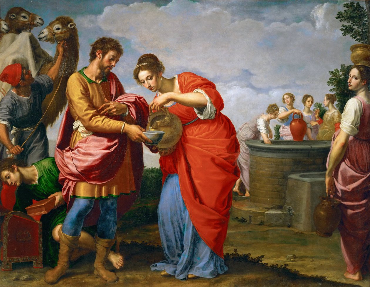 Rebecca ja Eliezer kaivolla - Ottavio Vannini (1585-1643). Öljy kankaalle, c. 1626. Mitat : 120x154 cm. Taidehistoriallinen museo, Vienne tekijältä Ottavio Vannini