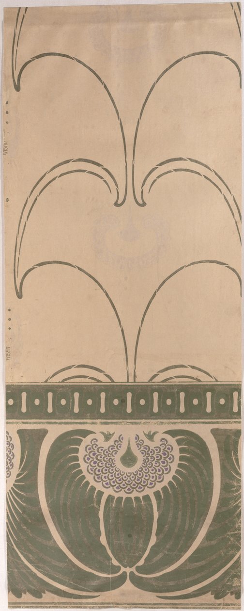 Fasau tapettisuunnittelu, n. 1900, valmistaja Tapetenfabrik Engelhard, Mannheim, tekijältä Otto Eckmann