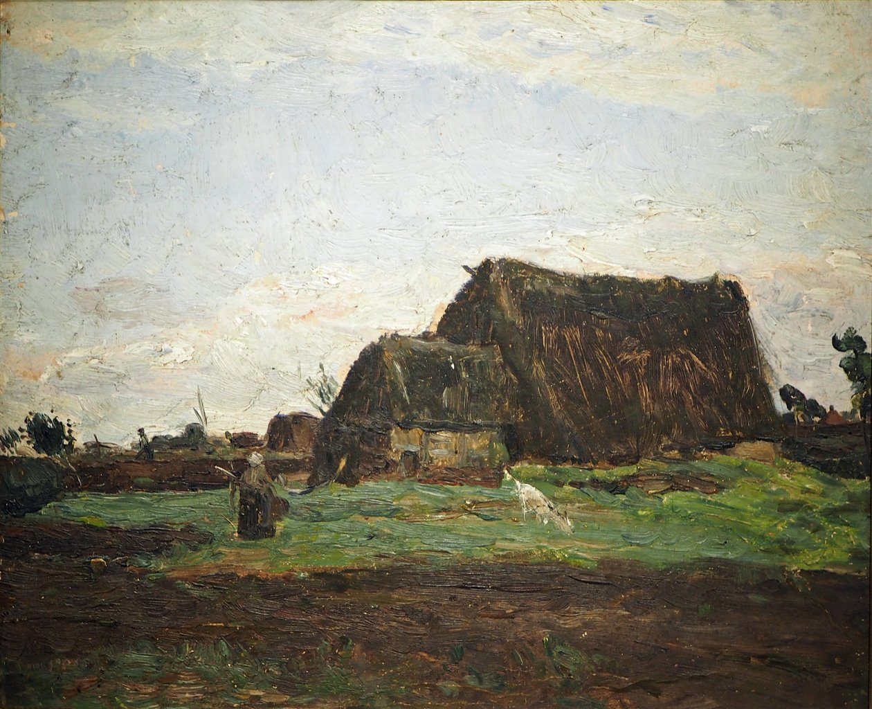 Moorkate mit Frau und Ziege tekijältä Otto Modersohn