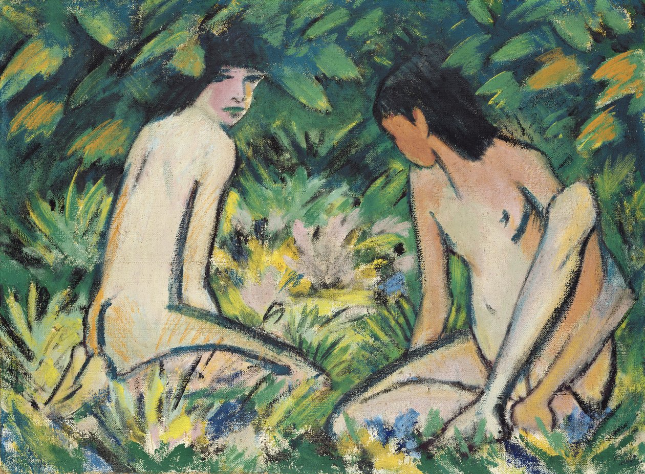 Girls in the Open Air (pastelli kankaalle) tekijältä Otto Mueller
