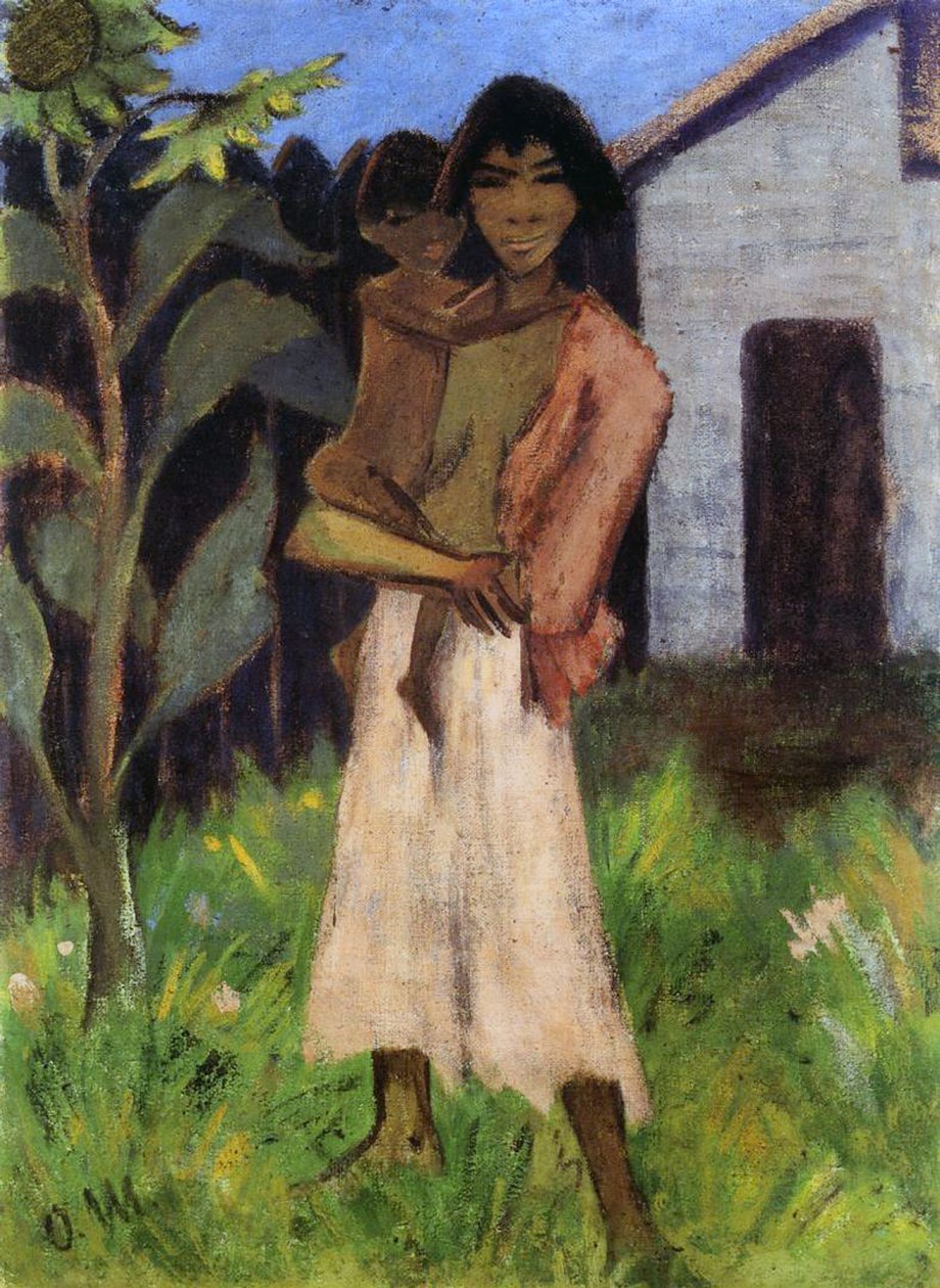 Äiti ja lapsi, 1927 (tempera kankaalle) tekijältä Otto Mueller