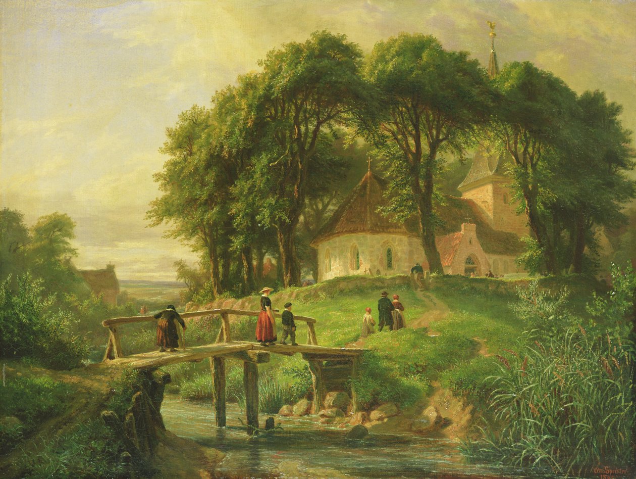 Menossa kirkkoon Alt-Rahlstedtissa, 1861 tekijältä Otto Speckter