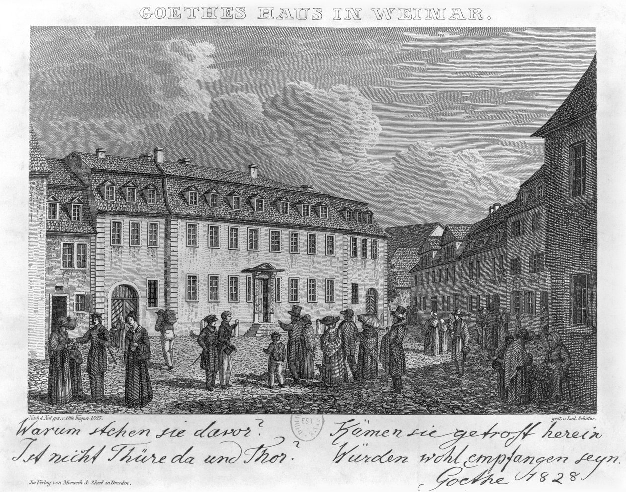 Johan Wolfgang von Goethen (1749-1832) talo Weimarissa, kaiverrus Ludwig Schutze (1807-72) 1827-28 tekijältä Otto Wagner