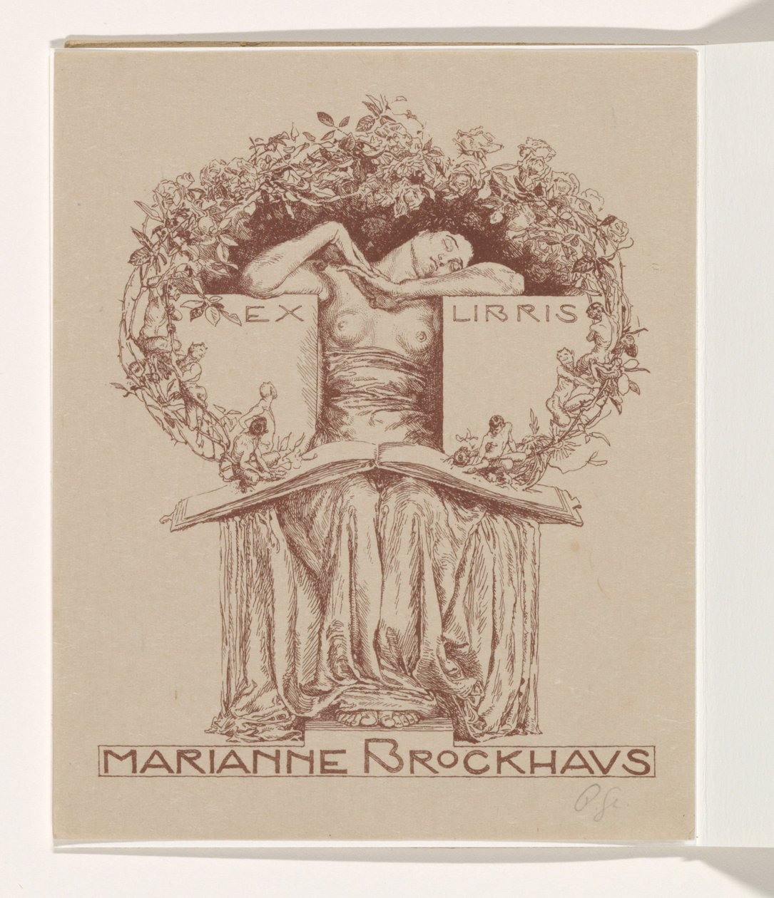 Marianne Brockhausin ex-libris tekijältä Otto Greiner (signed by artist)