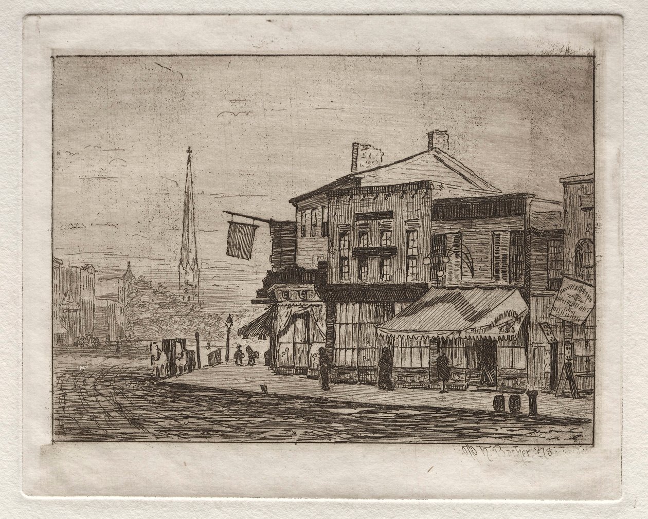 Cleveland, Woodland Avenue ja Eagle Street, 1878. tekijältä Otto H. Bacher