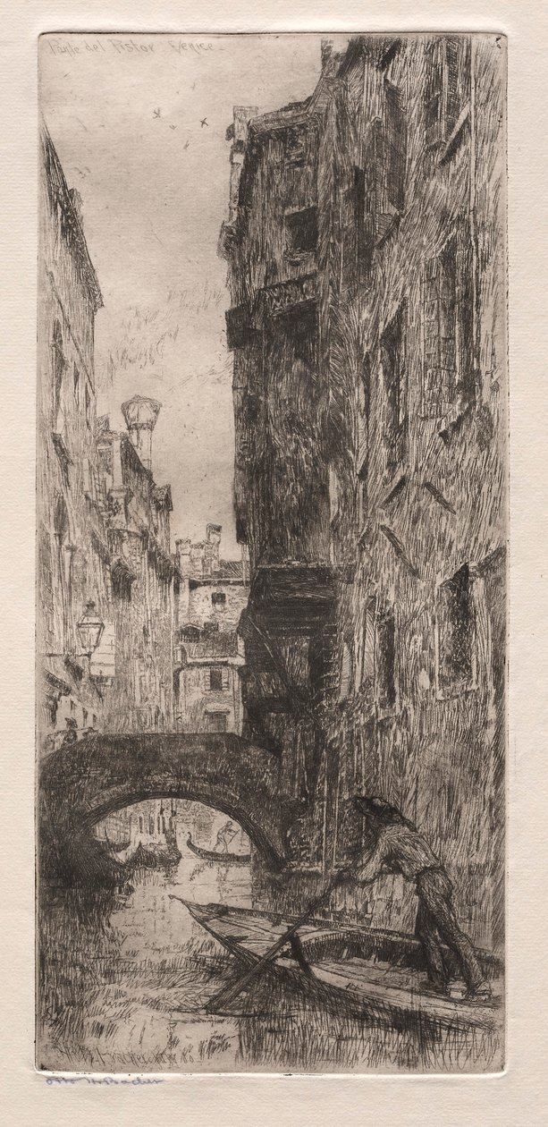 Venetsian etsaukset: Ponte del Pistor, Venetsia, 1880. tekijältä Otto H. Bacher
