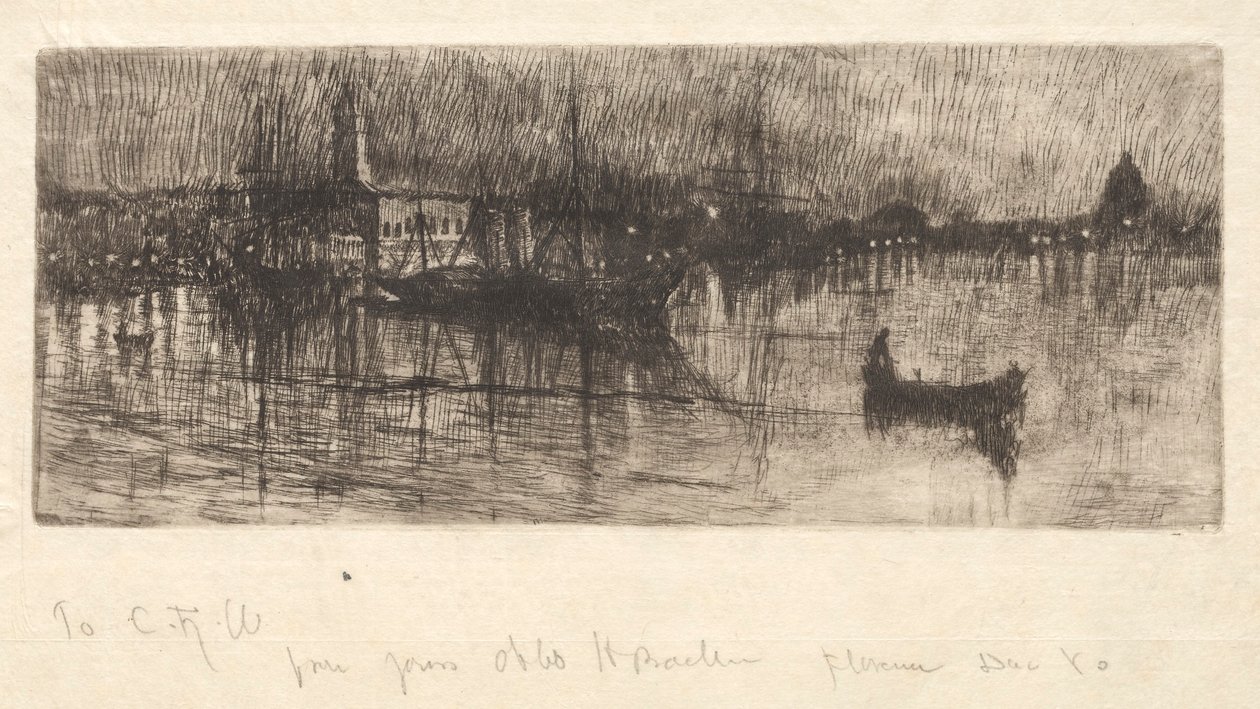 Sateinen yö, Venetsia, 1880. tekijältä Otto H. Bacher