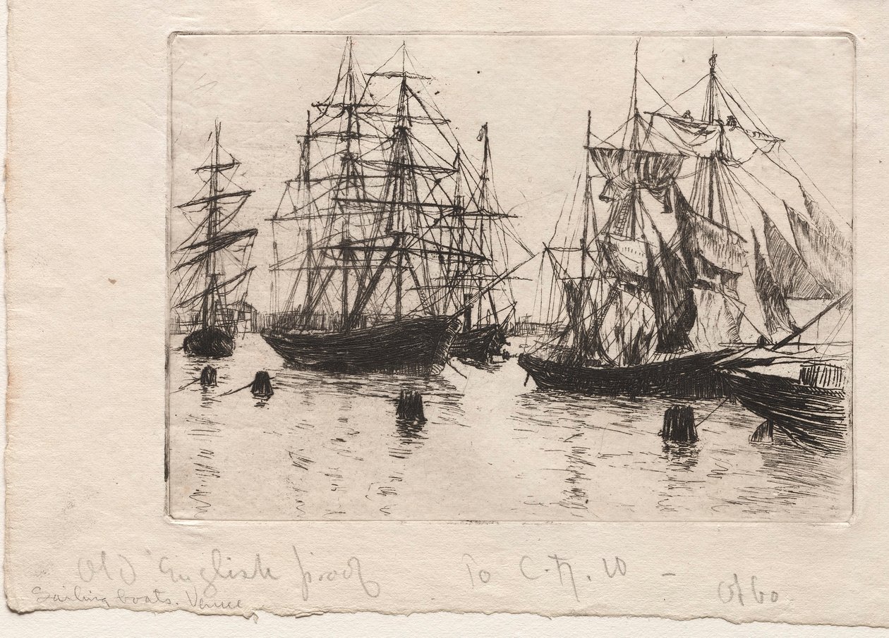 Purjeveneet, Venetsia, 1880. tekijältä Otto H. Bacher