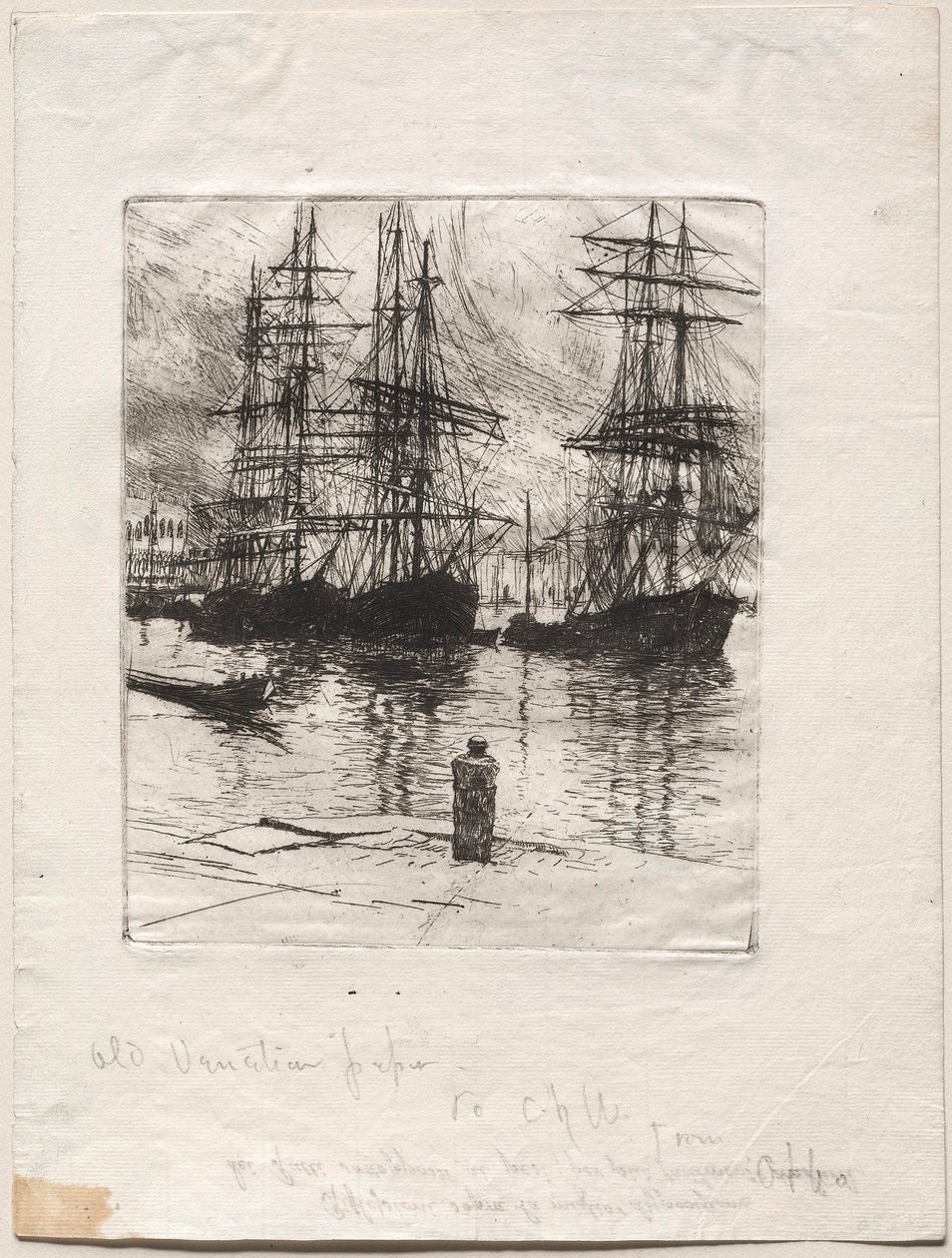 Kolme laivaa, Venetsia, 1880. tekijältä Otto H. Bacher