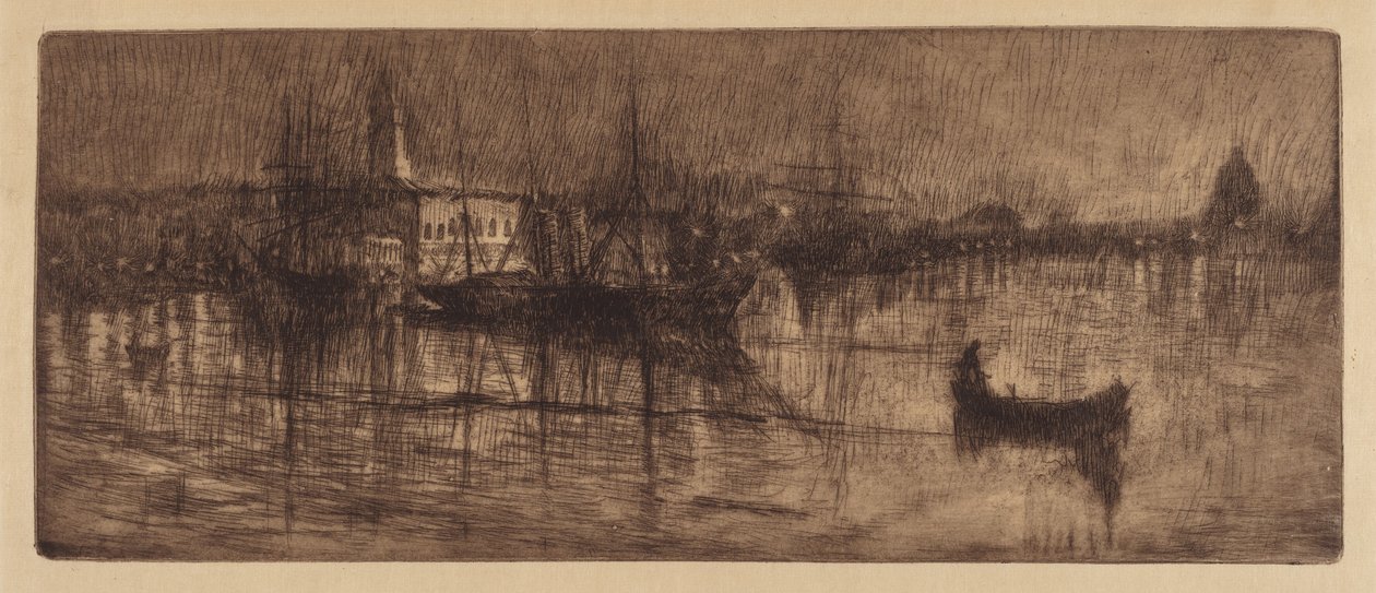 Märkä ilta Venetsiassa, n. 1880. tekijältä Otto Henry Bacher