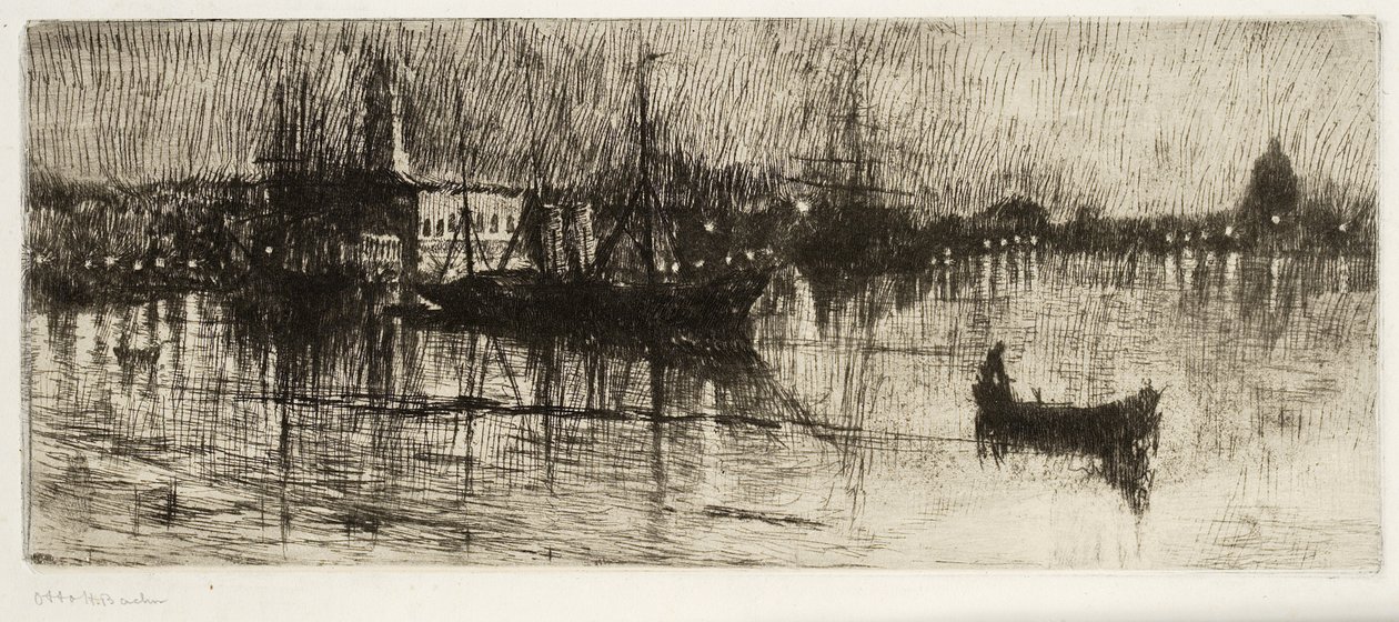 Rainy Night, n. 1880-1882 (etsaus ja kuivapiste) tekijältä Otto Henry Bacher