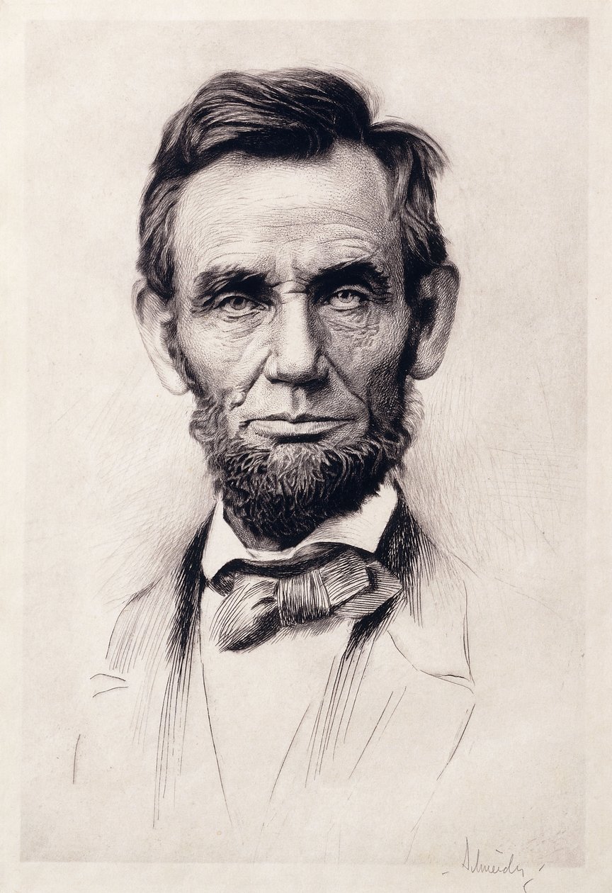 Lincolnin muotokuva (kaiverrus) tekijältä Otto Henry Schneider
